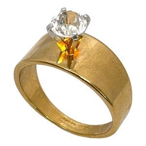 Vintage Joseph Esposito Ring Size 10 Solitaire 14K Gold Plated Engagement 5X